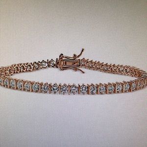=NEW= LADIES DIAMOND ROSE 18k GOLD TENNIS BRACELET